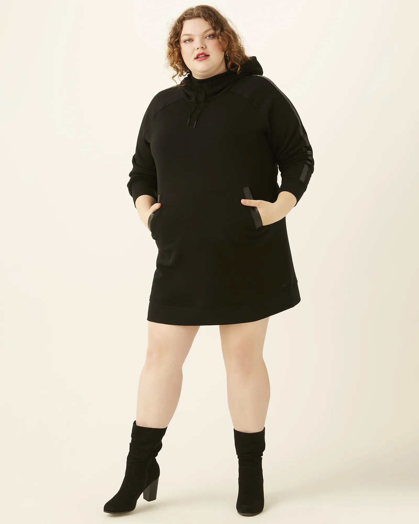 Olivia Fleece Sweatshirt Dress | Black