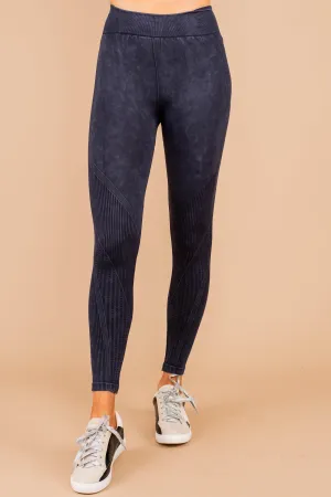 On The Run Black Ribbed Leggings