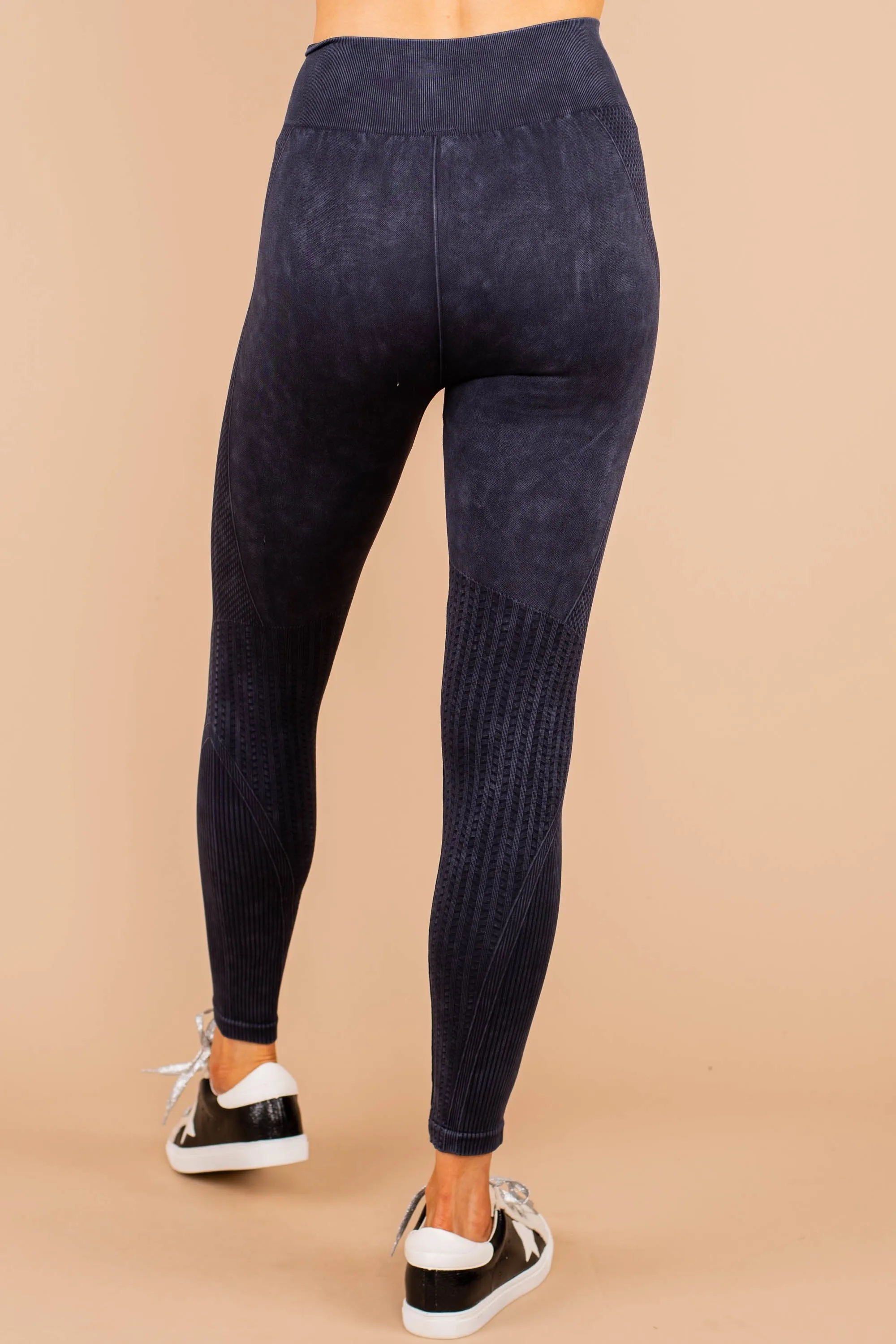On The Run Black Ribbed Leggings