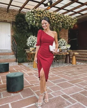 One Shoulder Party Dresses Sheath Evening Dress      fg5642