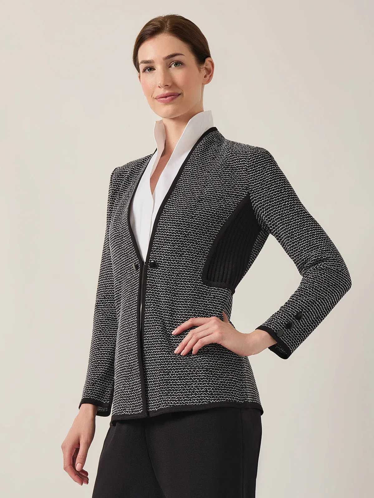 Open Neck Button Detail Blazer