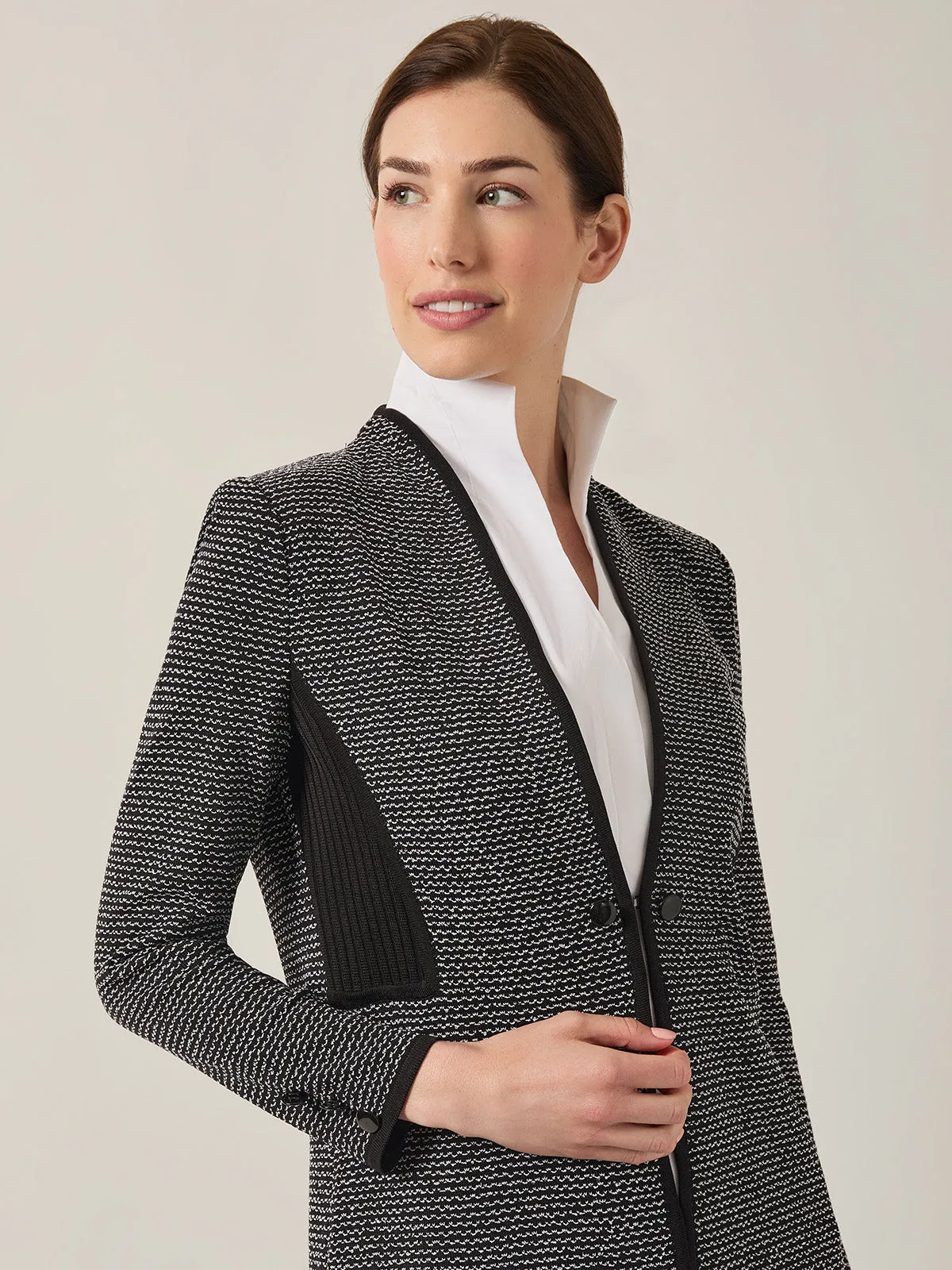 Open Neck Button Detail Blazer