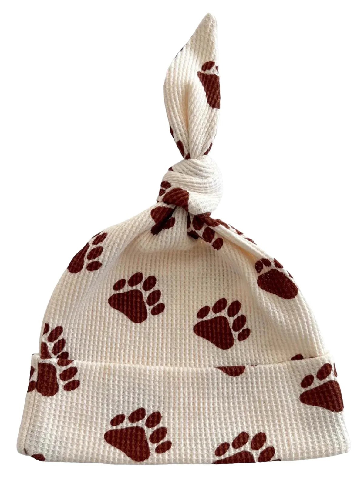 Organic Waffle Knot Beanie, Bear Paw