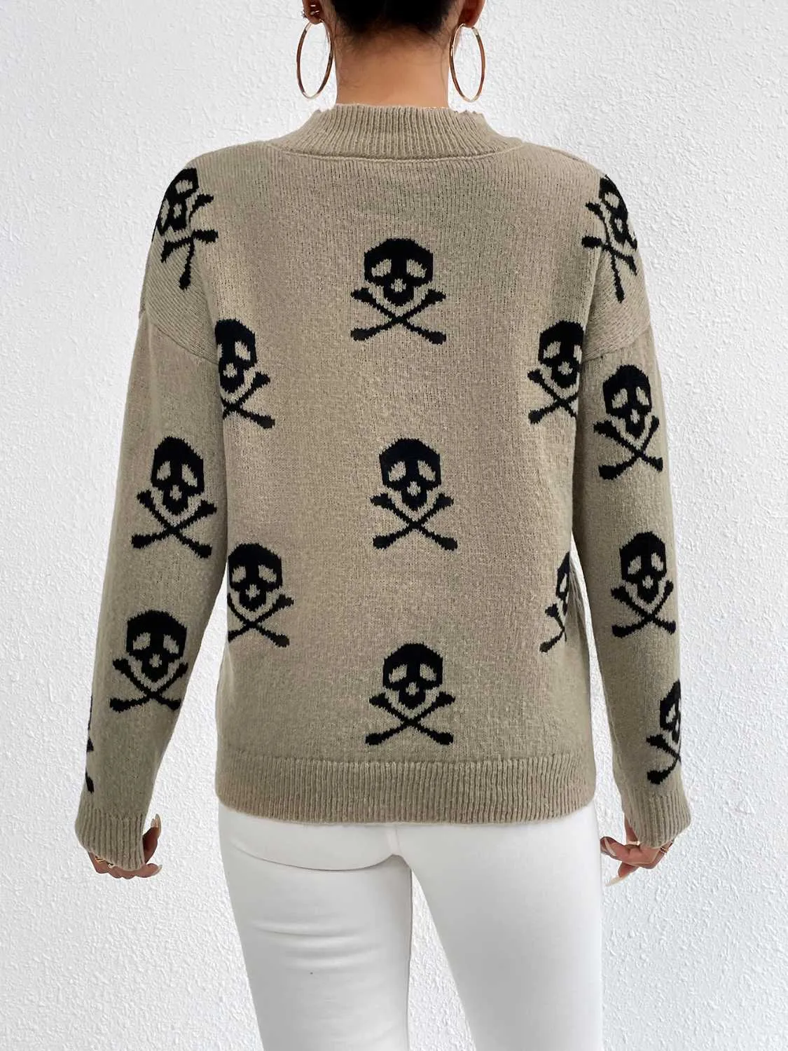 Patterned Drop Shoulder Sweater
