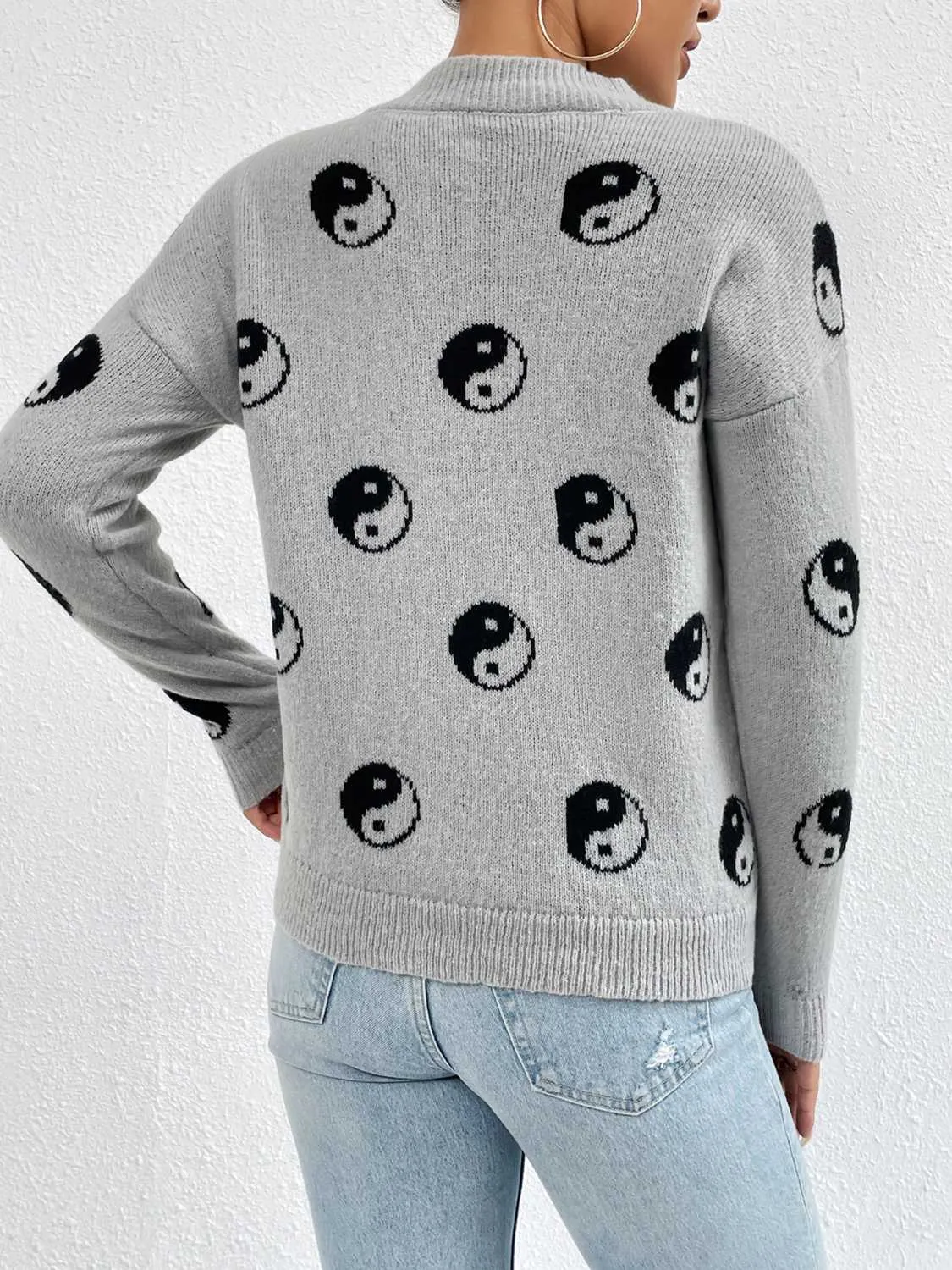 Patterned Drop Shoulder Sweater