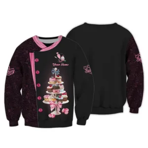 Personalized Baker Cupcake and Sweet Treats Tower 3D Sweatshirt Hoodie Shirt