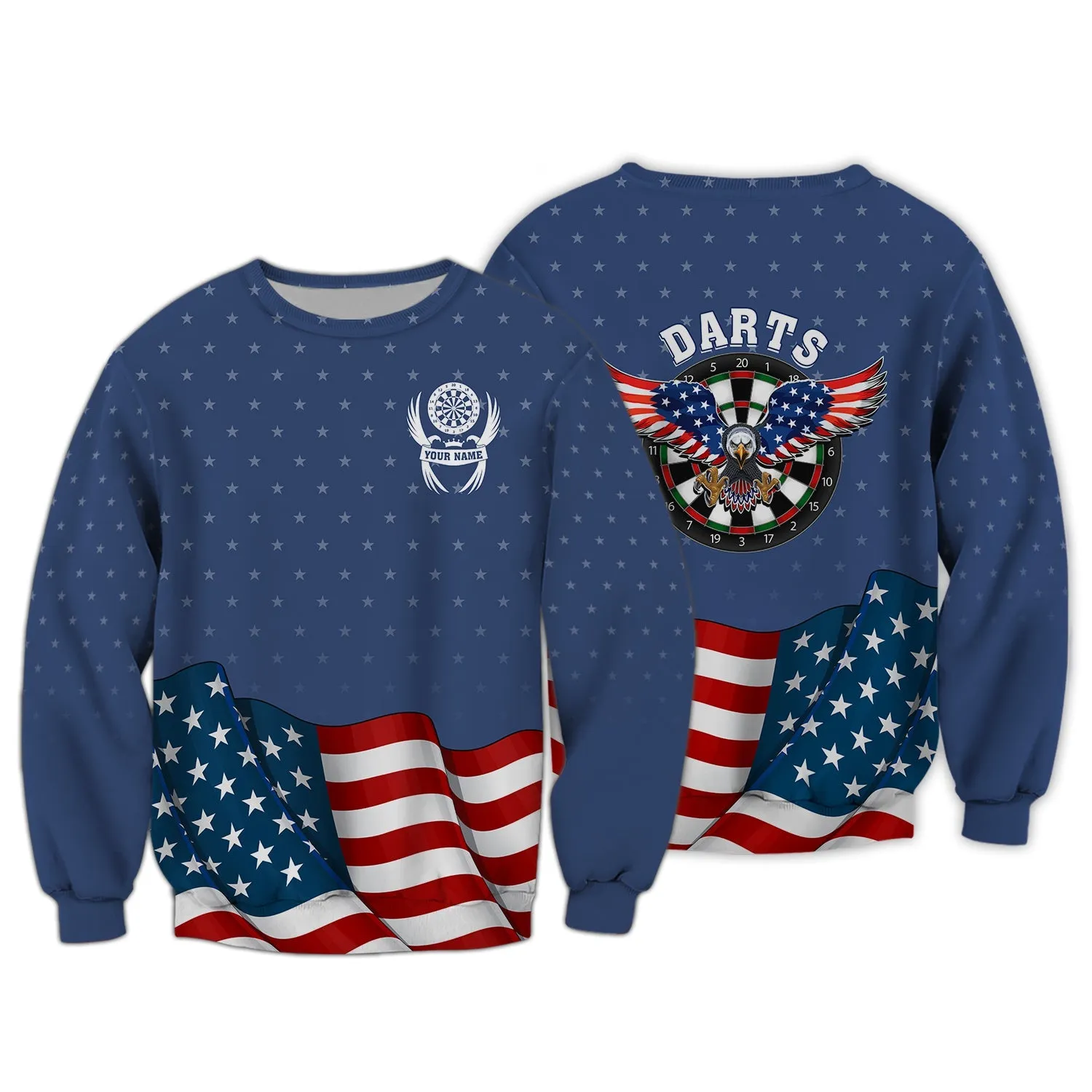 Personalized Name Darts Eagle USA 3D Printed Sweatshirt Hoodie Shirts, Gift for Dart Lovers Christmas