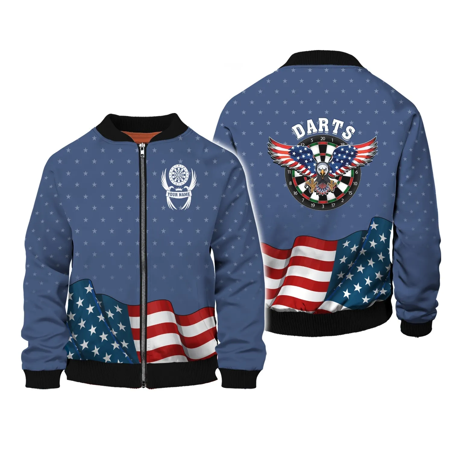 Personalized Name Darts Eagle USA 3D Printed Sweatshirt Hoodie Shirts, Gift for Dart Lovers Christmas