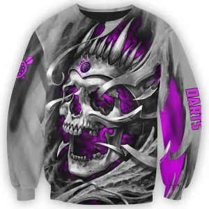 Personalized Name Purple Skull Darts All Over Printed Unisex Sweatshirt Hoodie Christmas Shirt