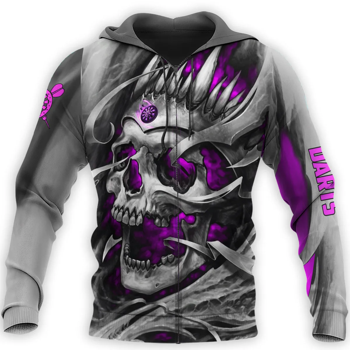 Personalized Name Purple Skull Darts All Over Printed Unisex Sweatshirt Hoodie Christmas Shirt