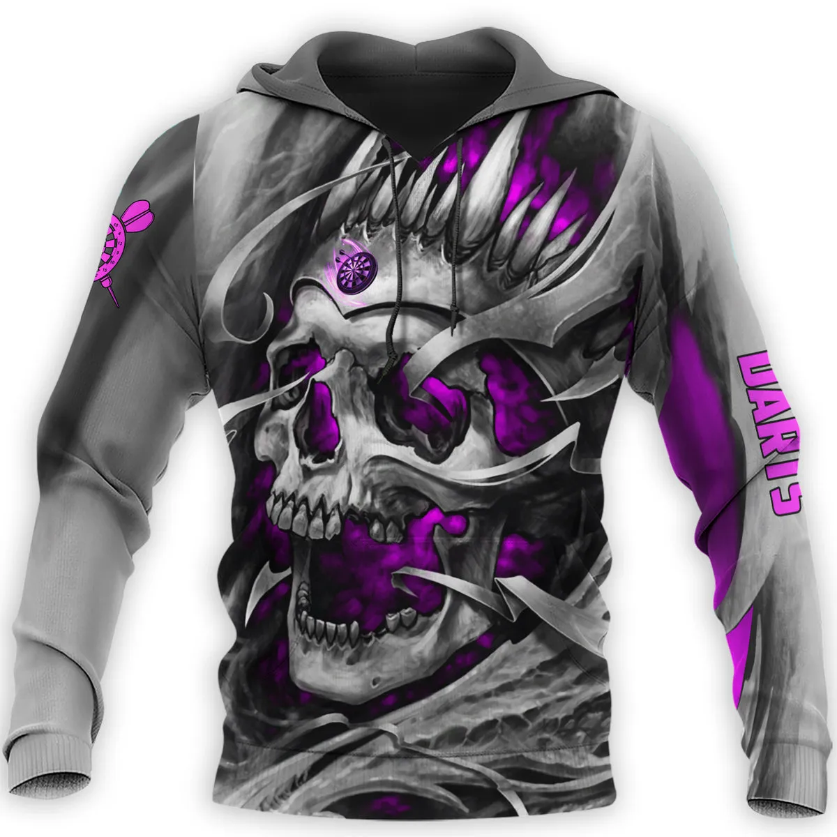 Personalized Name Purple Skull Darts All Over Printed Unisex Sweatshirt Hoodie Christmas Shirt