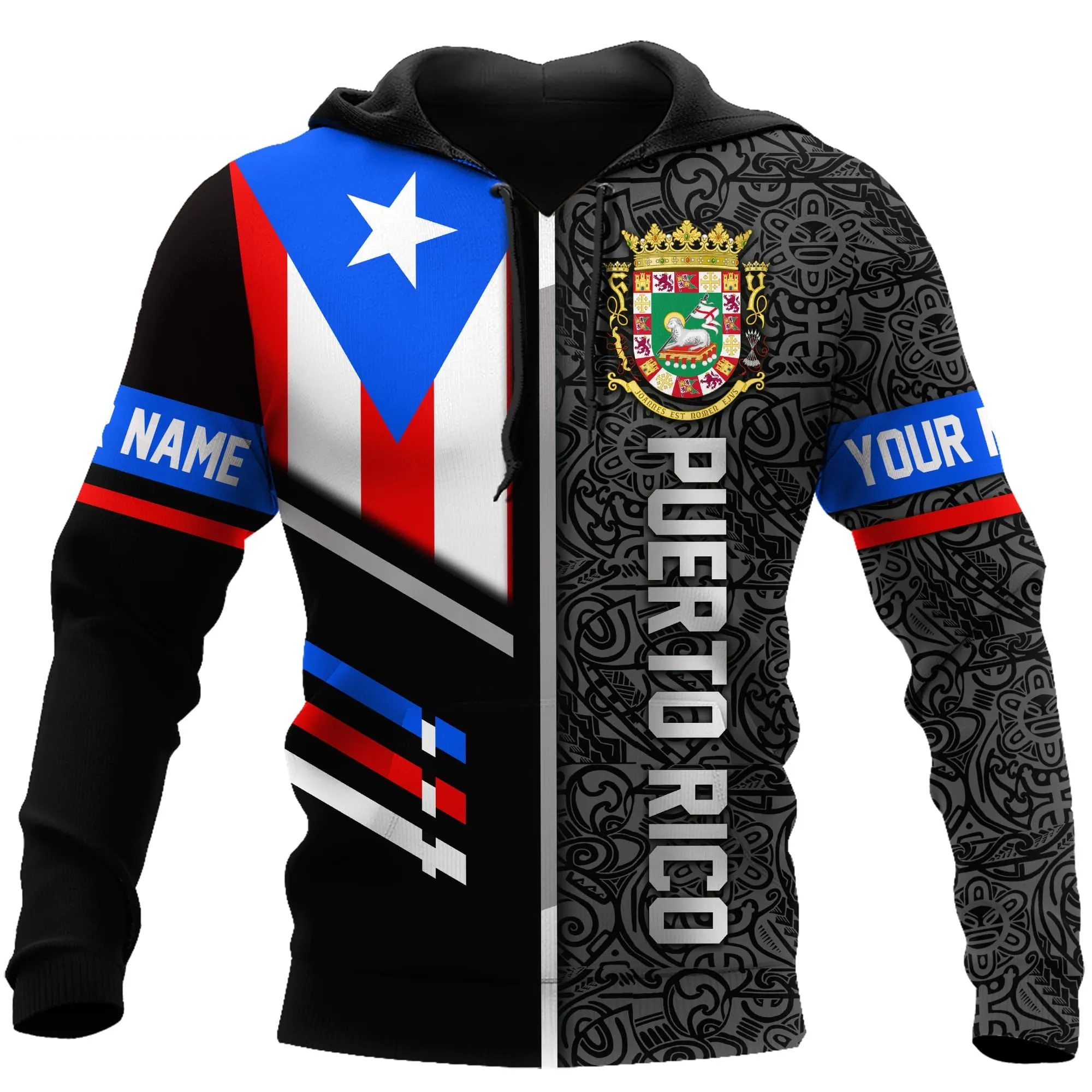 Personalized Puerto Rico Flag Logo 3D All Over Printed Hoodie Shirt, Heartbeat Hoodie for Puerto Rican