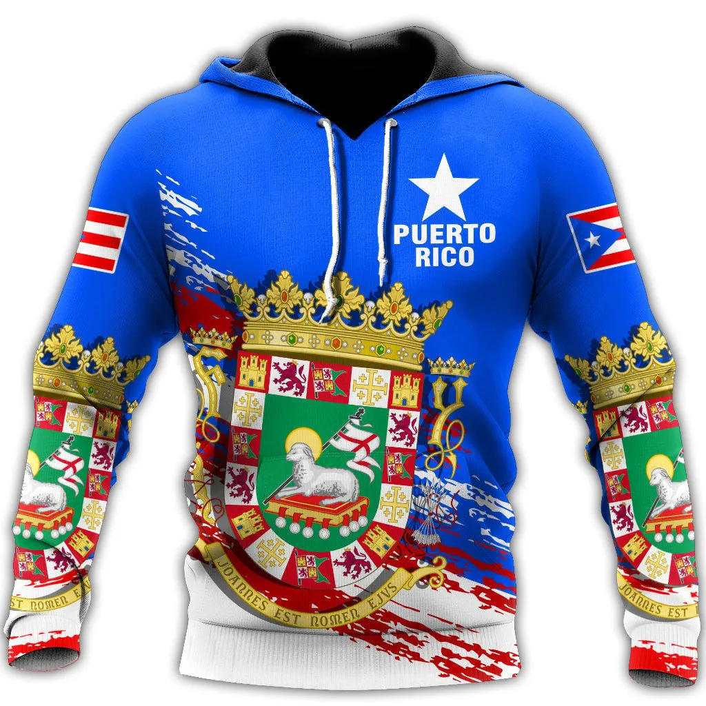 Personalized Puerto Rico Flag Logo 3D All Over Printed Hoodie Shirt, Heartbeat Hoodie for Puerto Rican