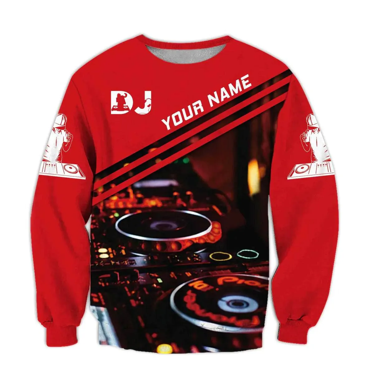 Personalized Red DJ Premium Hoodie For Men Women, DJ 3D Full Print Sweat Shirt, DJ Clothing