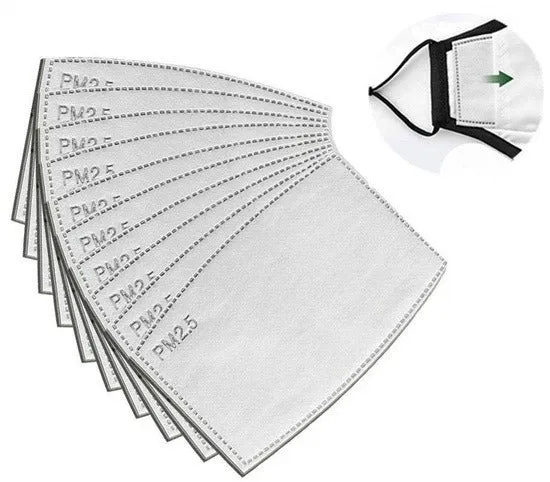PM2.5 Activated Carbon 5 Layer Face Mask Replacement Filters (10 Pack) rts