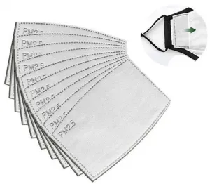 PM2.5 Activated Carbon 5 Layer Face Mask Replacement Filters (10 Pack) rts