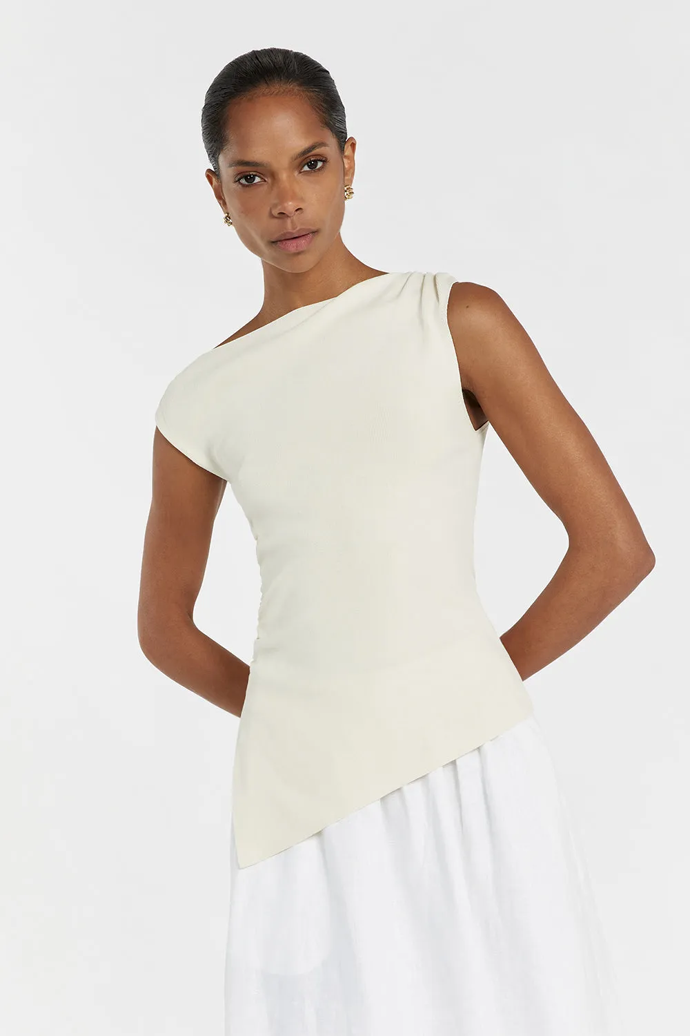 POPPY LEMON ASYM LONGLINE TOP