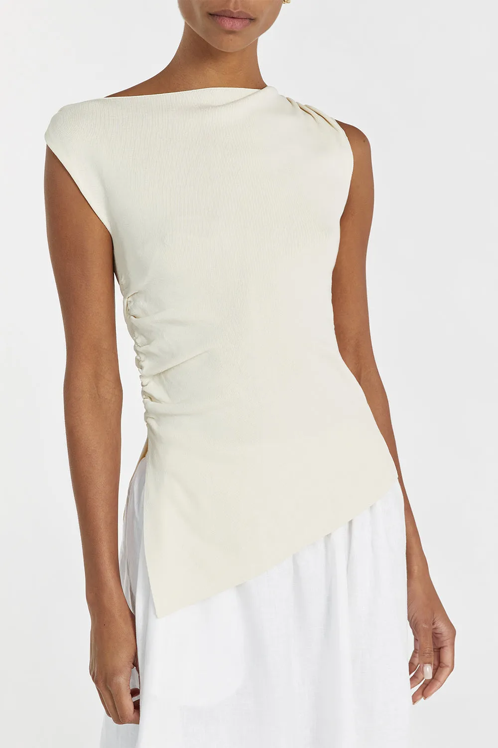 POPPY LEMON ASYM LONGLINE TOP
