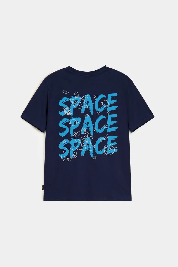 Printed Graphic Tee - Navy Blue