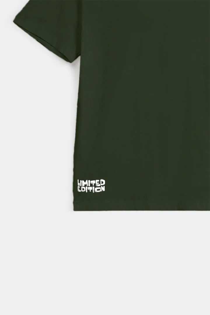 Printed Graphic Tee - Olive Green