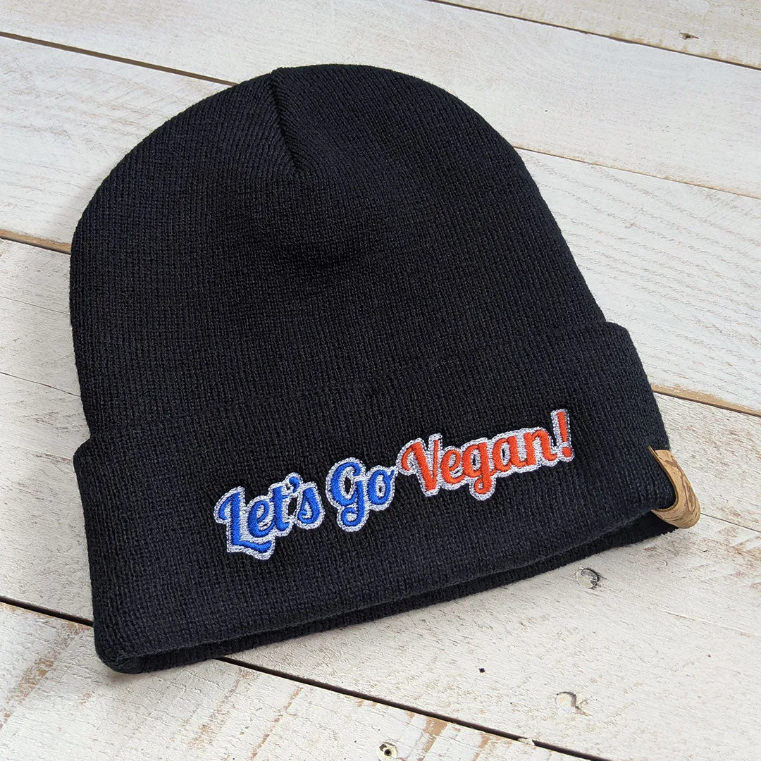"Let's Go Vegan!" Cuffed Beanie Vegan Hat