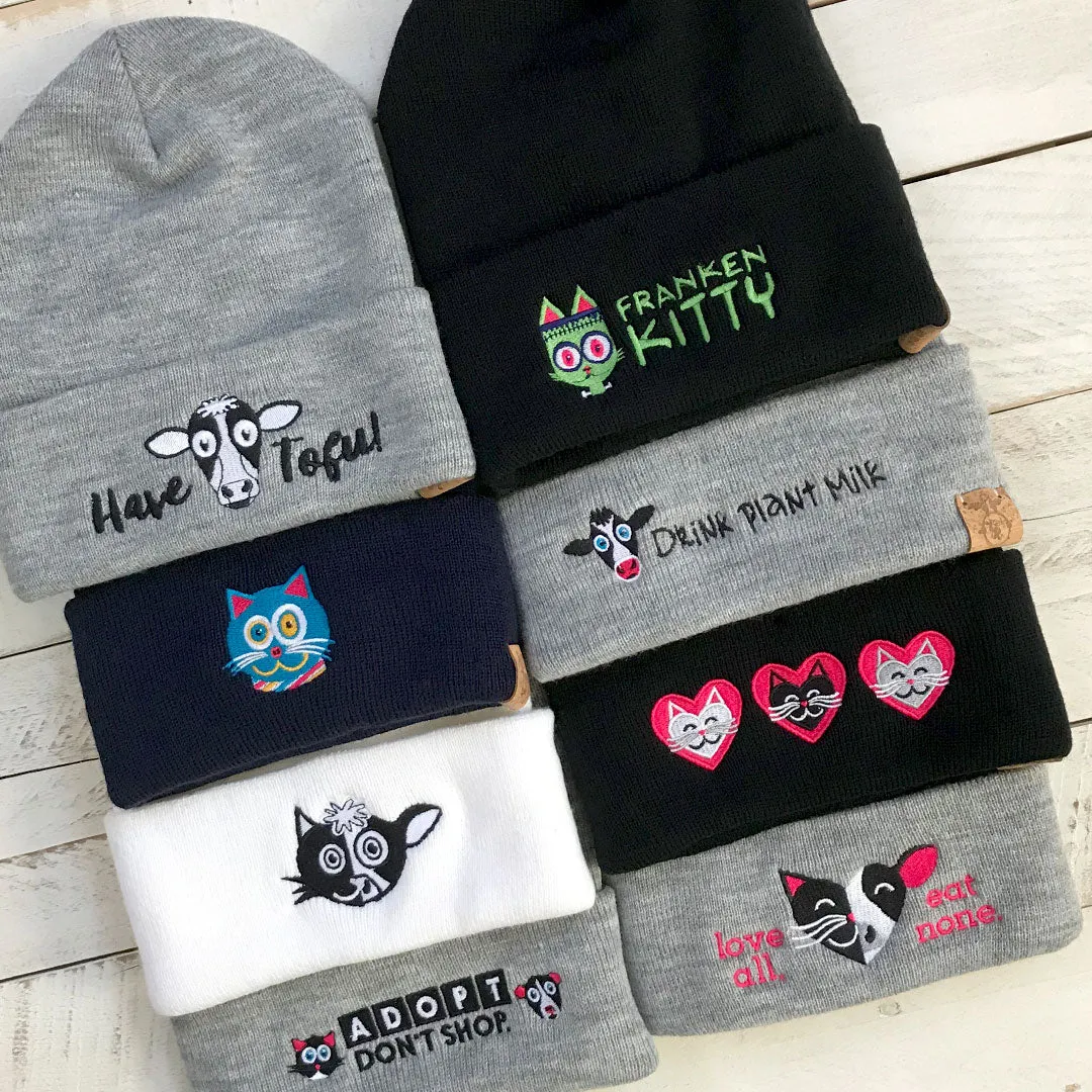 "Let's Go Vegan!" Cuffed Beanie Vegan Hat