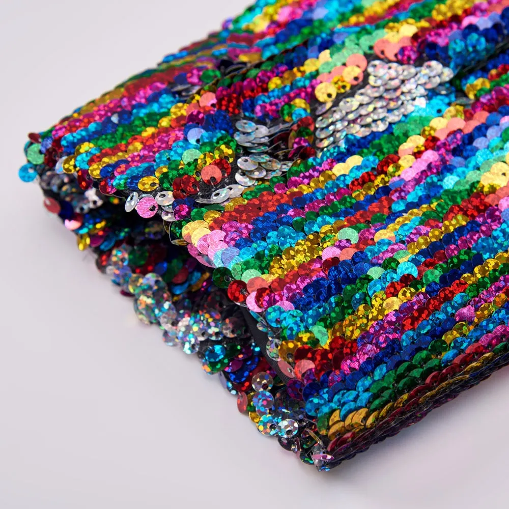 Rainbow Sequins Skull Lapel Stage Blazer