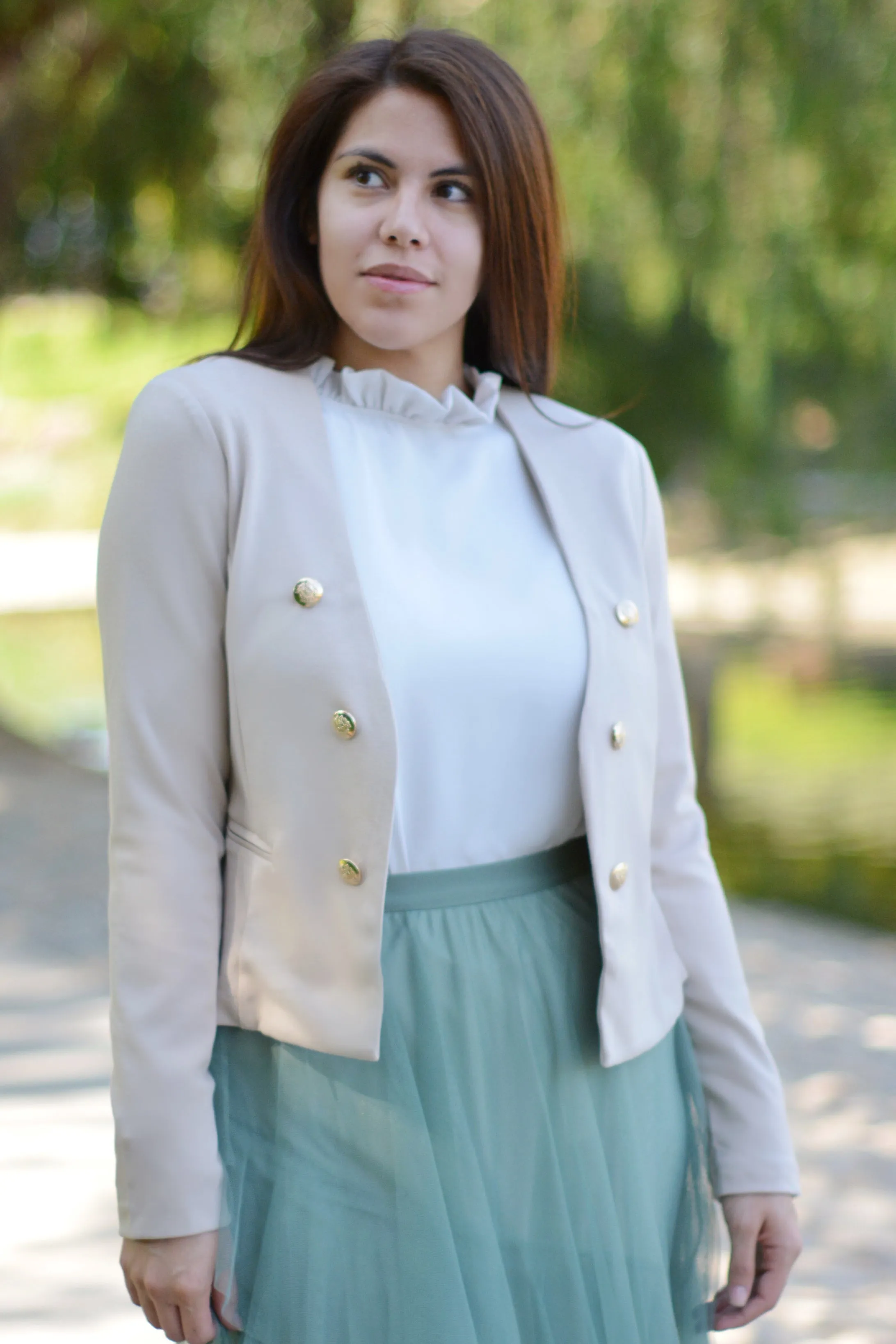 Rosé Double Breasted Tan Blazer