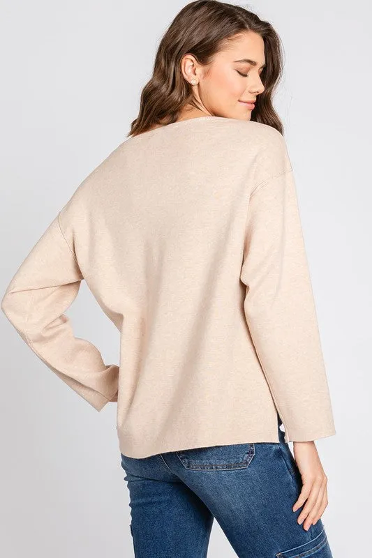 ROUND NECK PULLOVER SWEATER (OATMEAL)