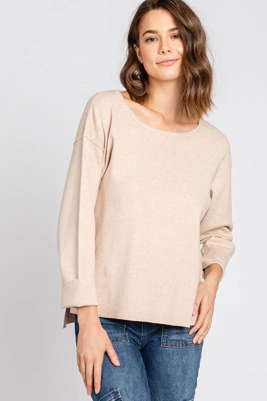 ROUND NECK PULLOVER SWEATER (OATMEAL)