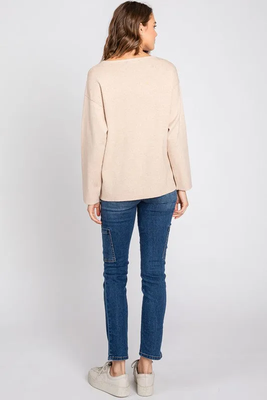 ROUND NECK PULLOVER SWEATER (OATMEAL)