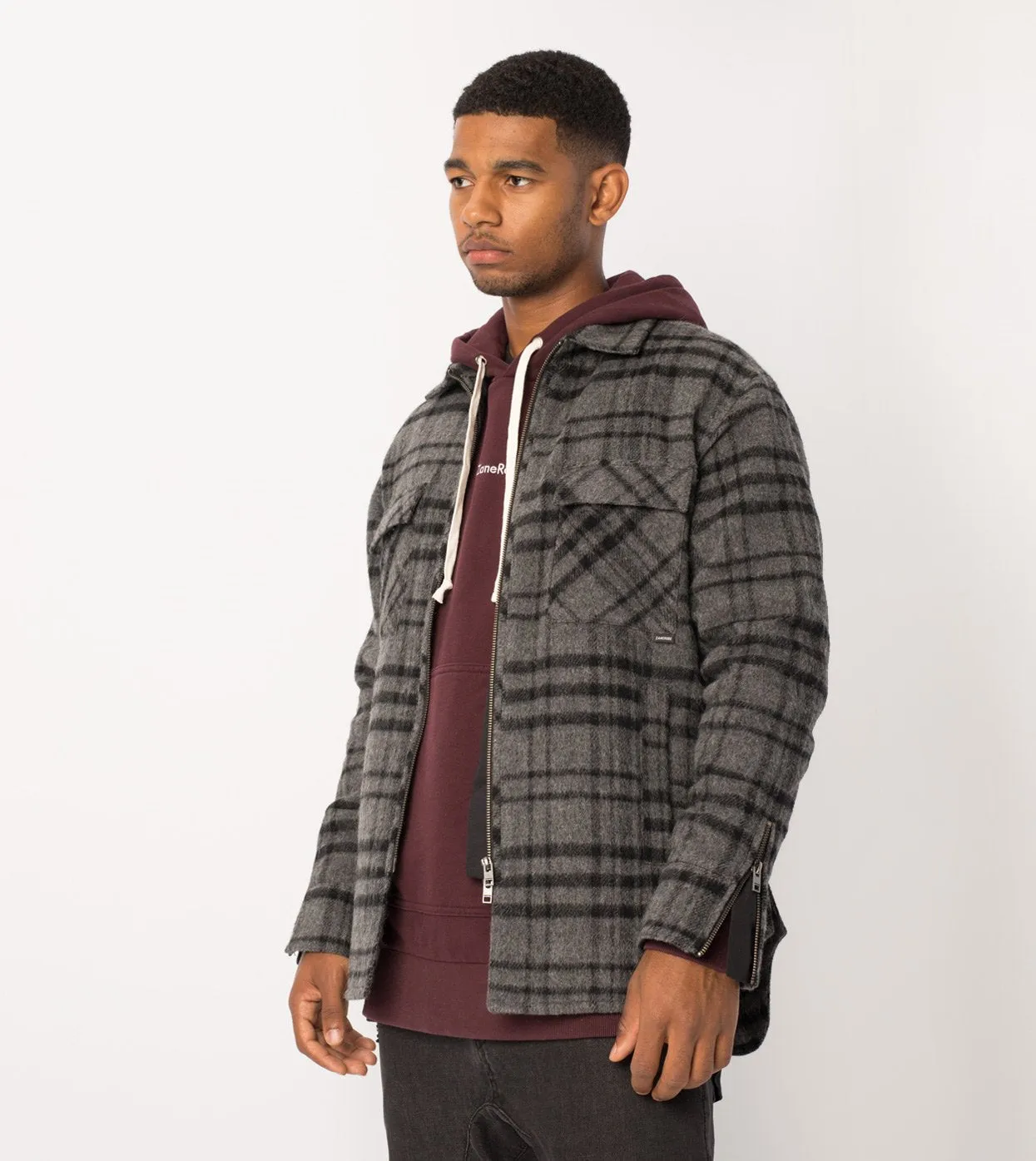 Rugger Plaid Shacket Charcoal Marle/Black - Sale