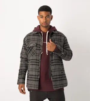 Rugger Plaid Shacket Charcoal Marle/Black - Sale