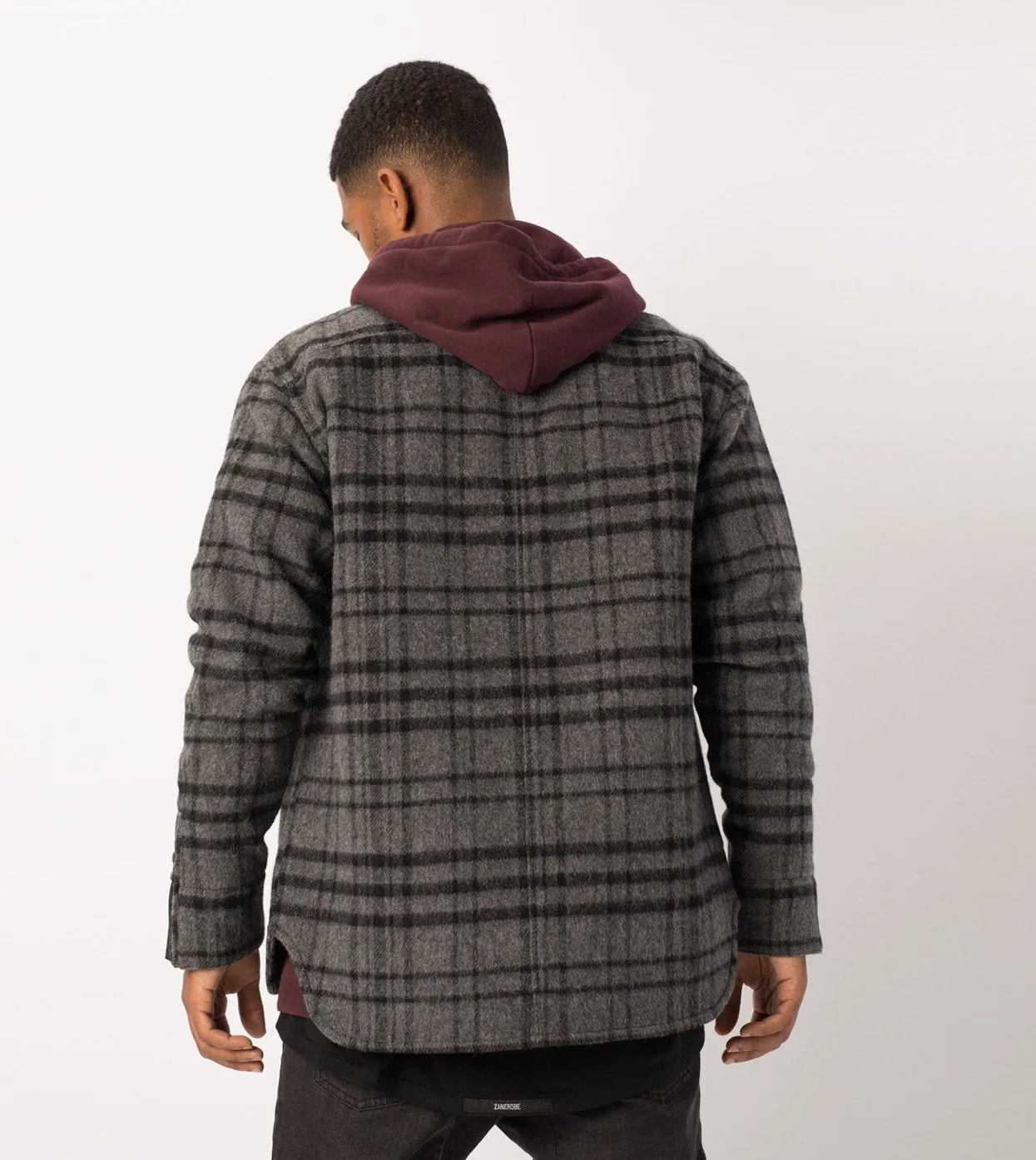 Rugger Plaid Shacket Charcoal Marle/Black - Sale