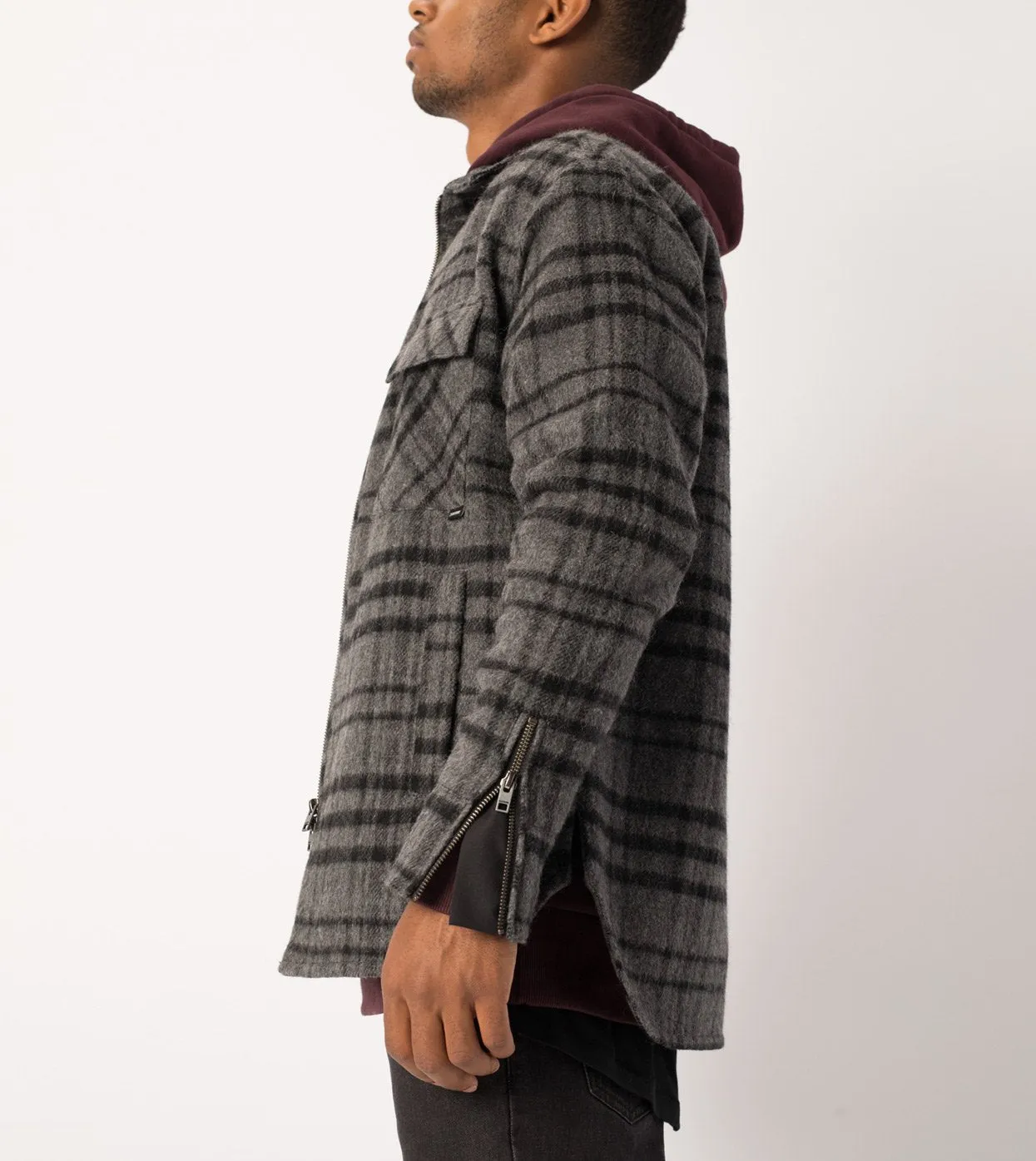 Rugger Plaid Shacket Charcoal Marle/Black - Sale