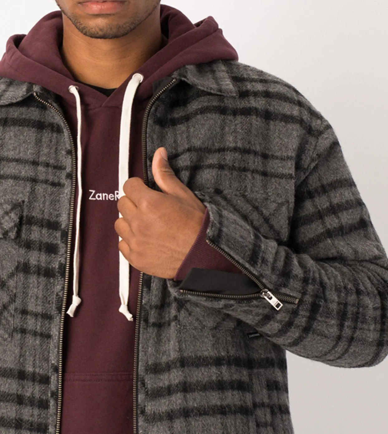 Rugger Plaid Shacket Charcoal Marle/Black - Sale