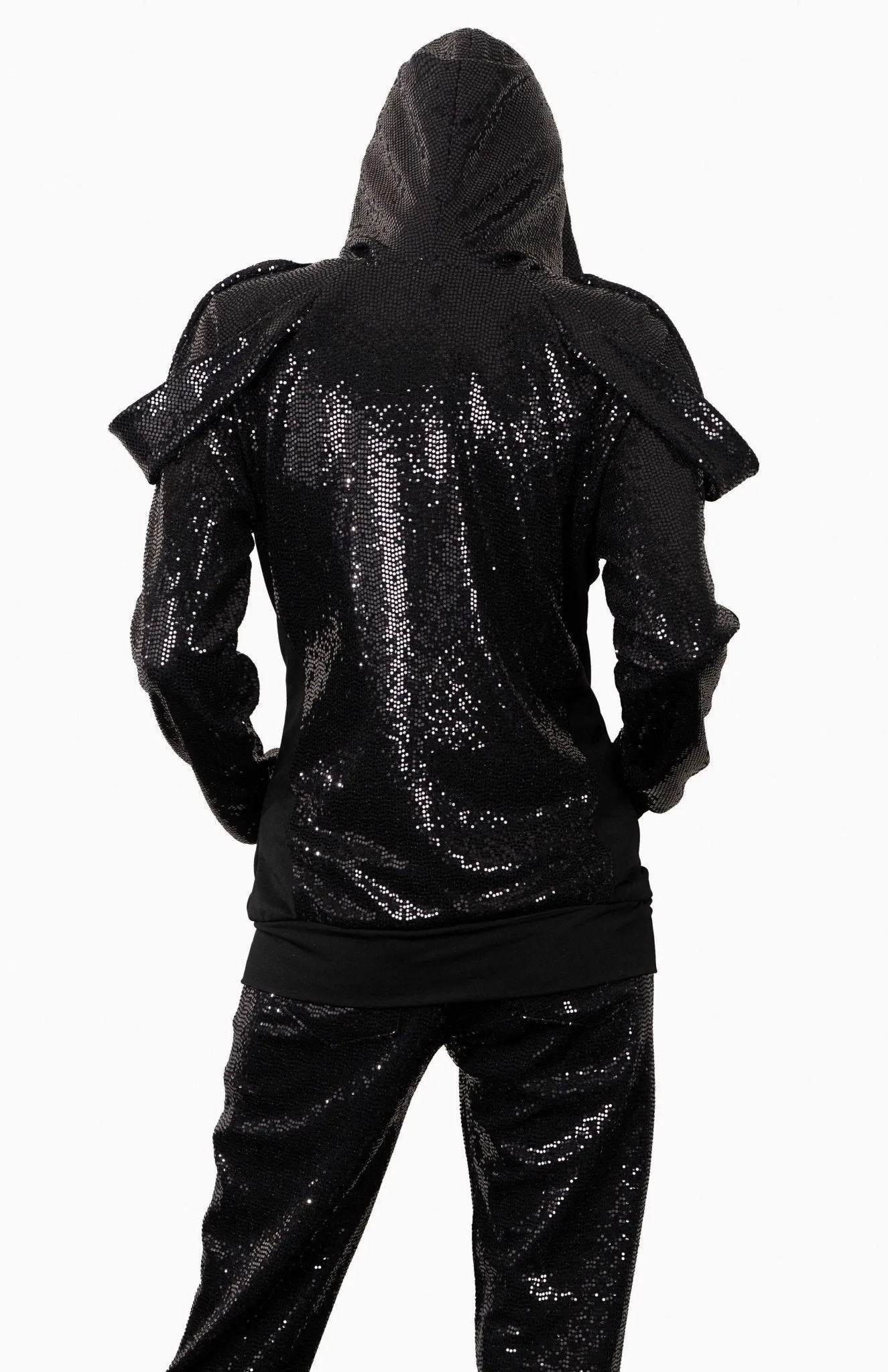Saturn | Urban Chic: Draped Sequin Hoodie