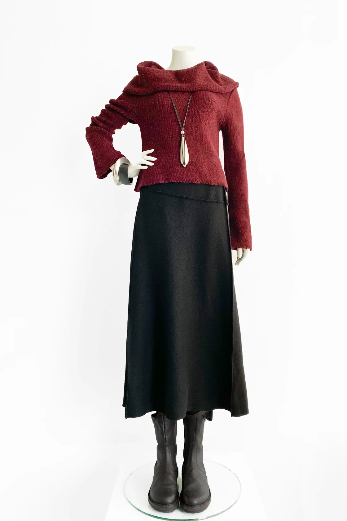Short Cowl Top in Red Aspen