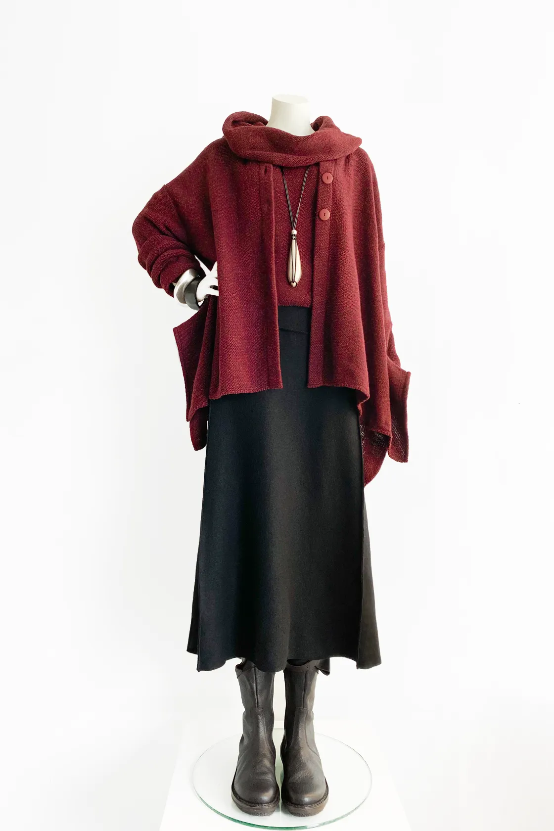 Short Cowl Top in Red Aspen