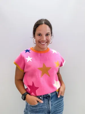 Short Sleeve Star Knit Top