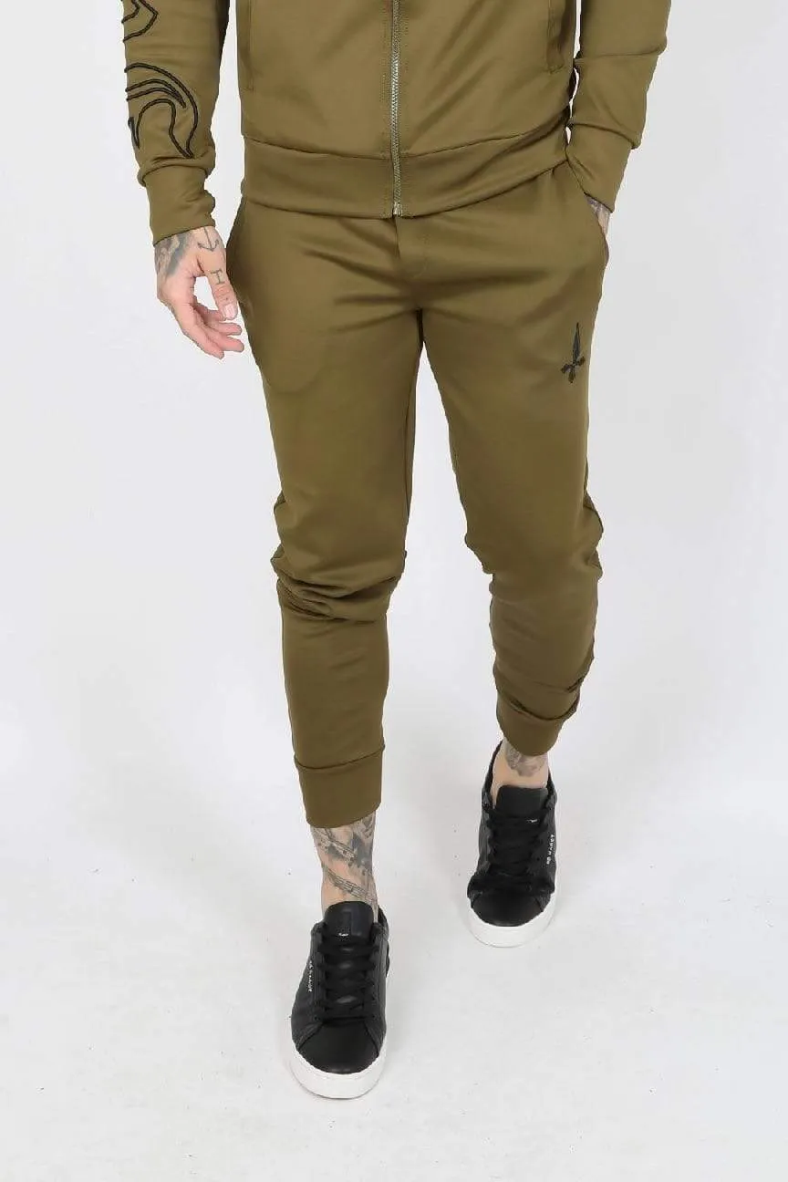 Slide Embroidery Scuba Men's Joggers - Khaki