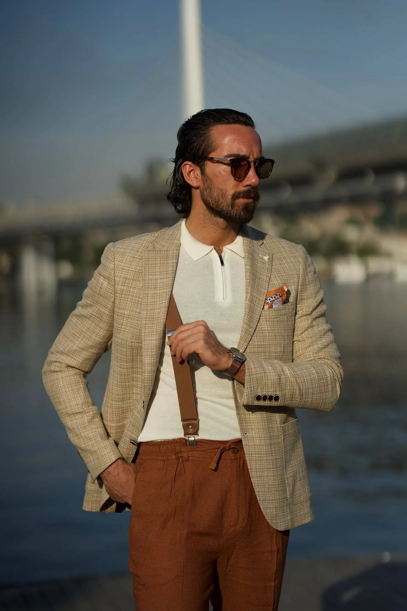 Slim Fit Beige Jacket