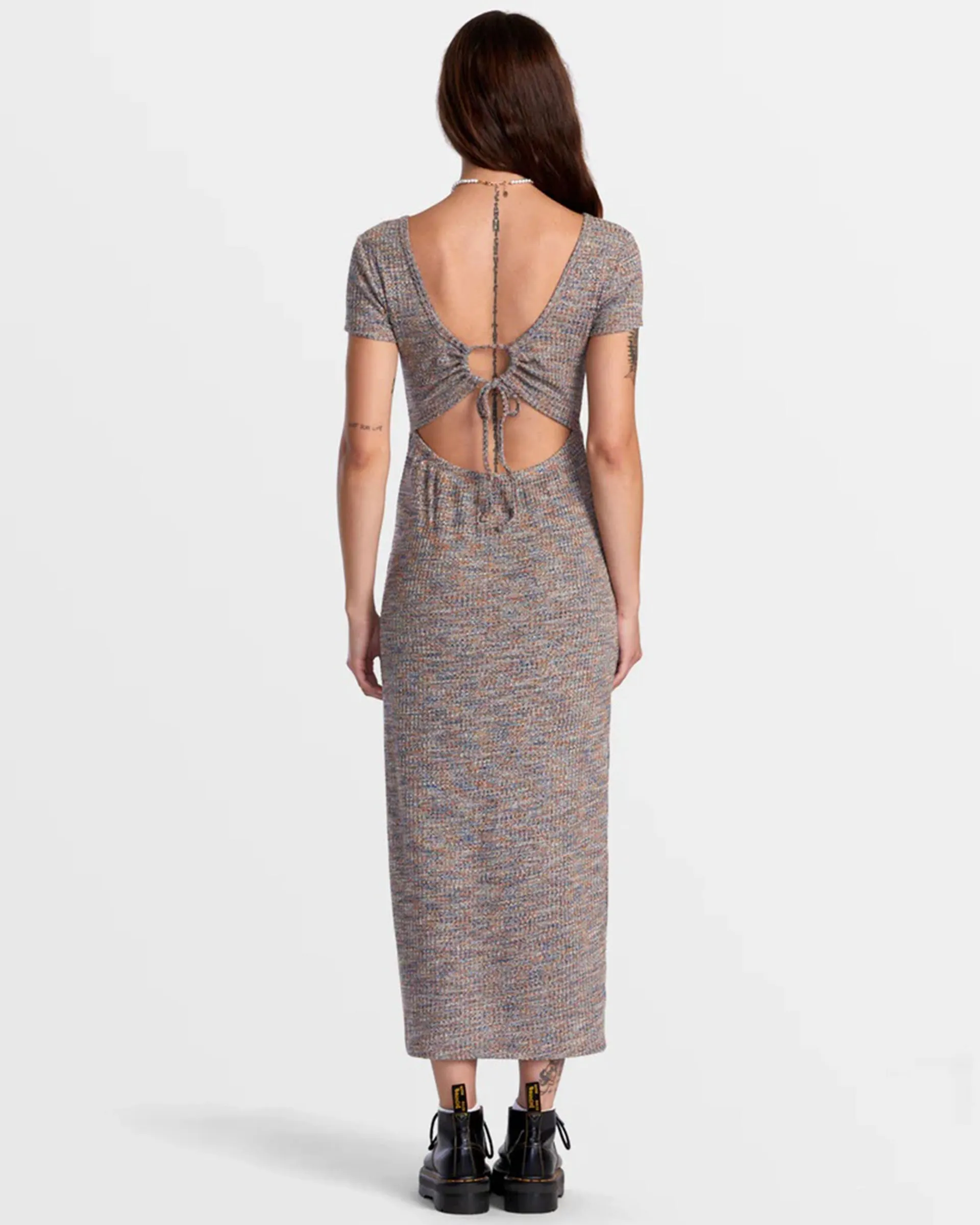 Smitten Marled V-Neck Midi Sweater Dress