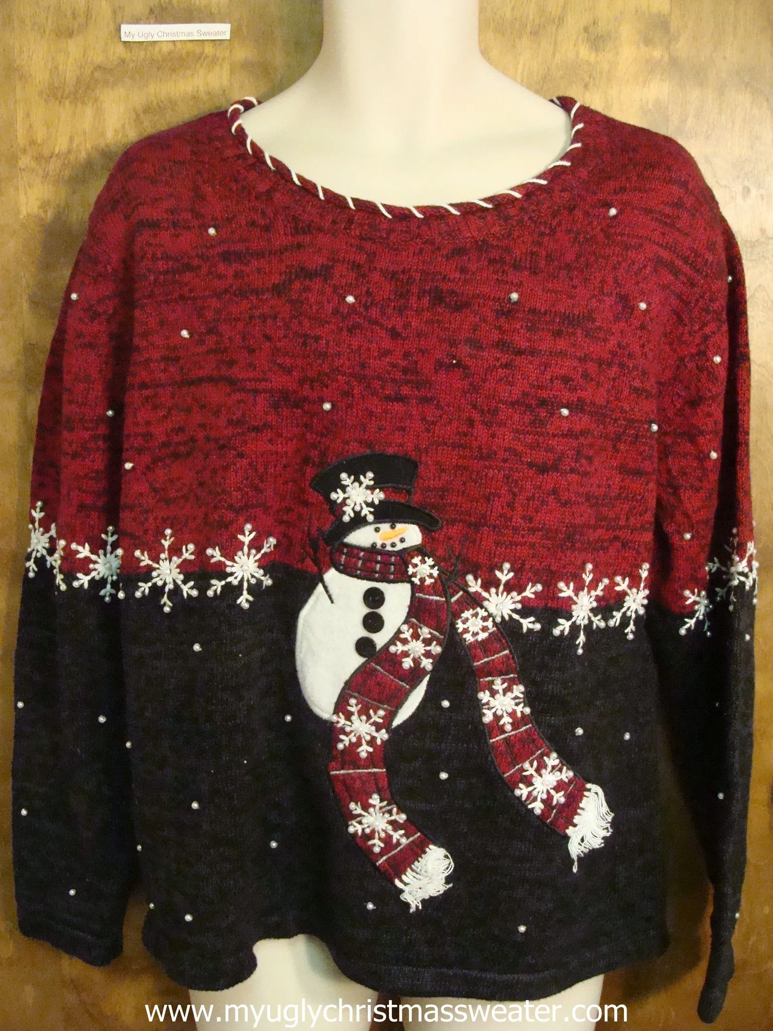 Snowman with Long Scarf Ugly Christmas Sweater