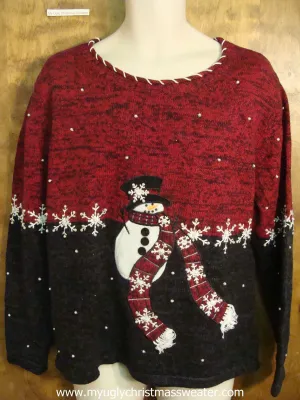 Snowman with Long Scarf Ugly Christmas Sweater