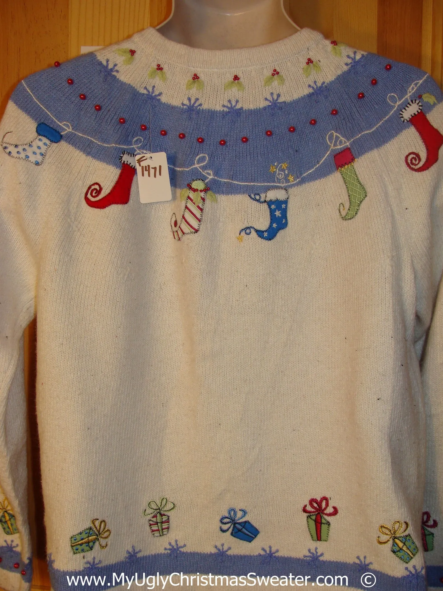 Stocking Clothesline 2sided Christmas Sweater