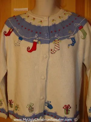 Stocking Clothesline 2sided Christmas Sweater