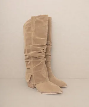 Stylish Edgy Fold Over Slit Jean Fashion Shoes Boots