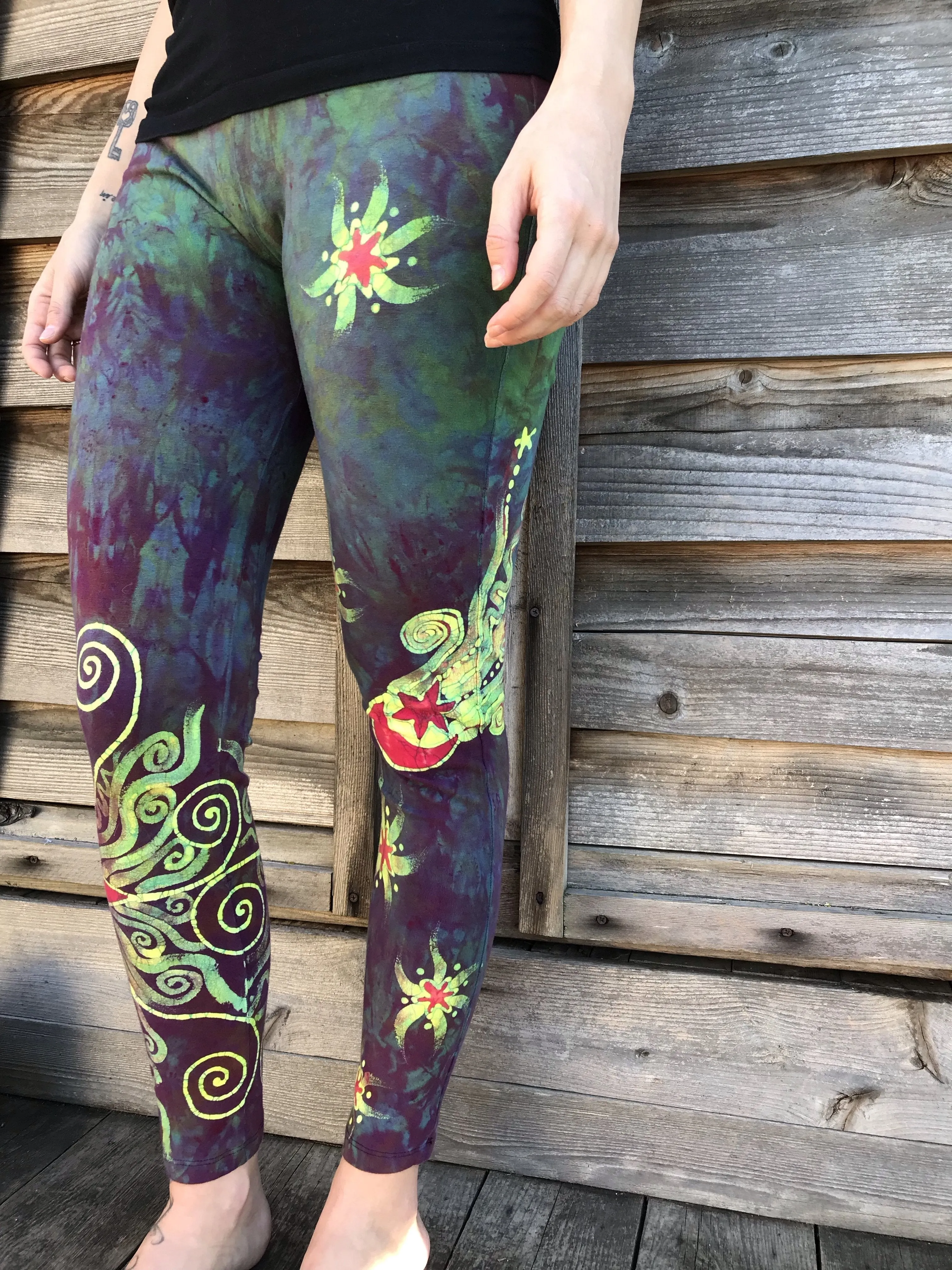 Sunrise Sunset Moon and Stars Batik Leggings