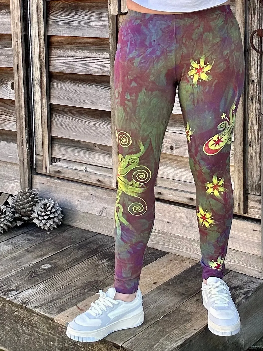 Sunrise Sunset Moon and Stars Batik Leggings